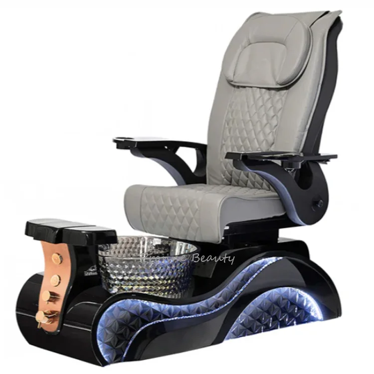 Latest Design Spa Equipment Crystal Bowl Spa Chair Luxury Nail Salon Human Touch Massage Pedicure Chairs