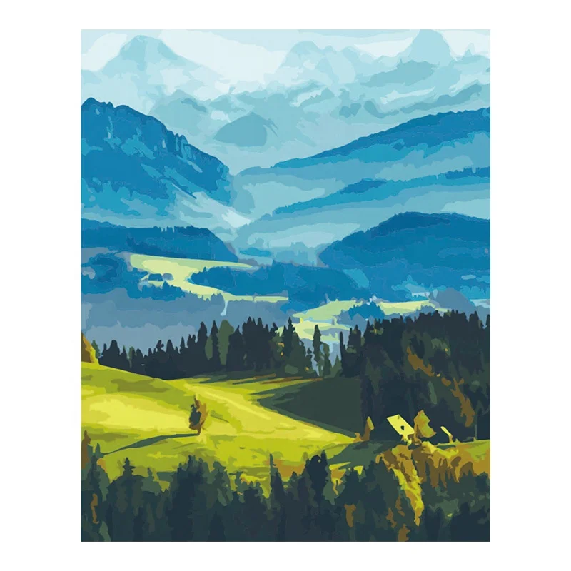 Best selling Rural forest scenery custom design hand painting oil canvas digital oil painting