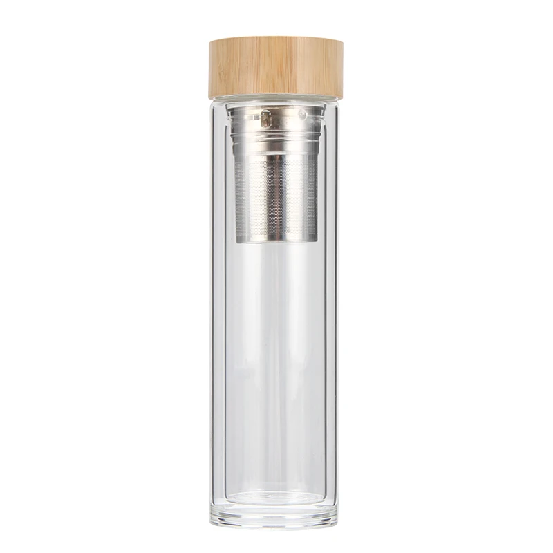 bamboo lid digital fitness stainless steel filter water glass bottles custom with motivational time marker