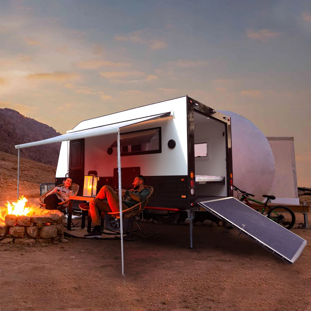 Manley Specialized Car 14.6ft Toy Hauler Caravan Off Road Camper for Harley motorcycle