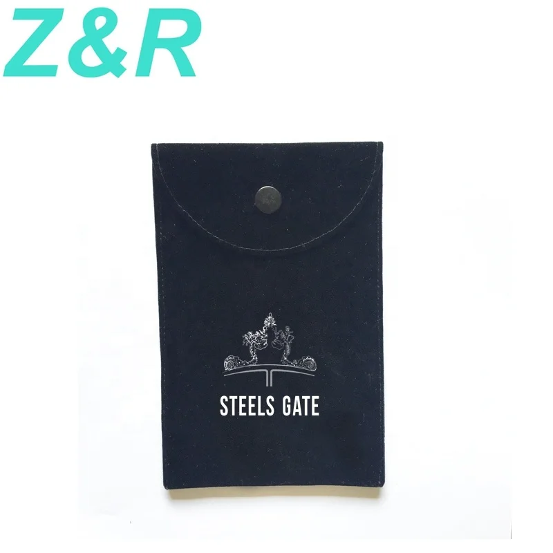 
Пользовательский Серебряный Золотой логотип серьги ожерелье браслет часы ювелирные изделия конверт бархатный чехол с кнопкой 