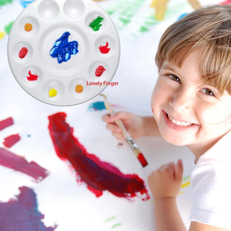 Wholesale Artist White Round Paint Tray Palettes Plastic Pallets for Acrylic Oil Watercolor Craft DIY Art Painting Palette