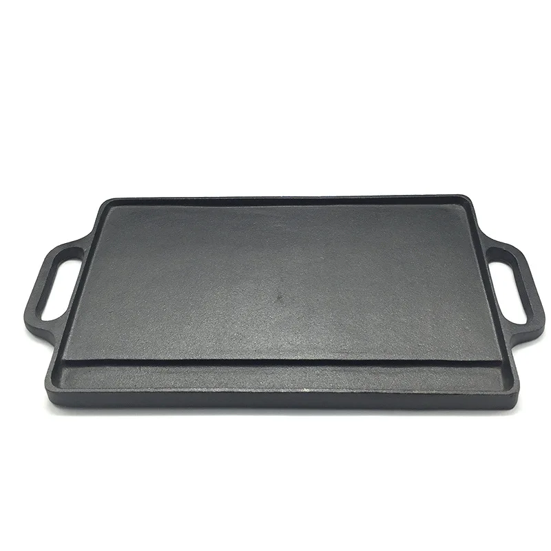 High Quality Cast Iron Griddle Pan Bbq Grill Pan Double-sided Rectangular Cast Iron Griddle Plate