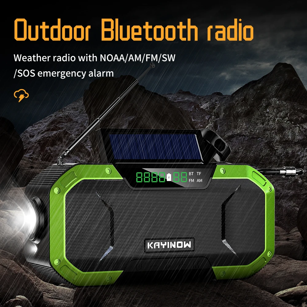 Solar Rechargeable Emergency NOAA/WB Weather Band Radio Crank Outdoor Dynamo Radio