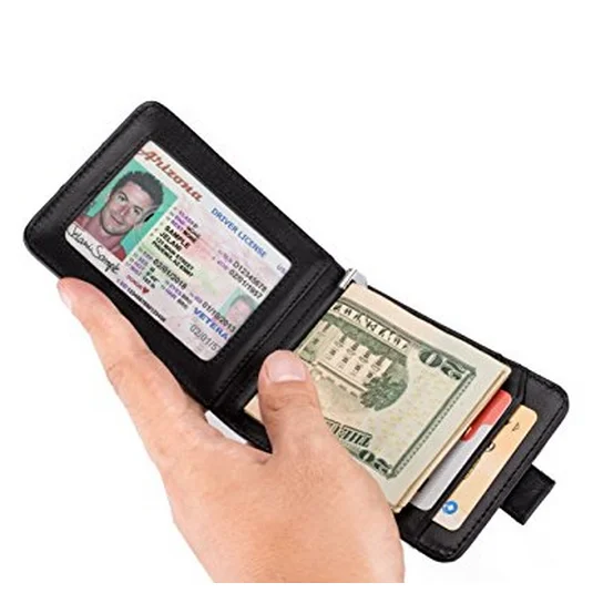  Мужские кошельки тонкий передний карман RFID Блокировка кожаный кошелек с зажимом для