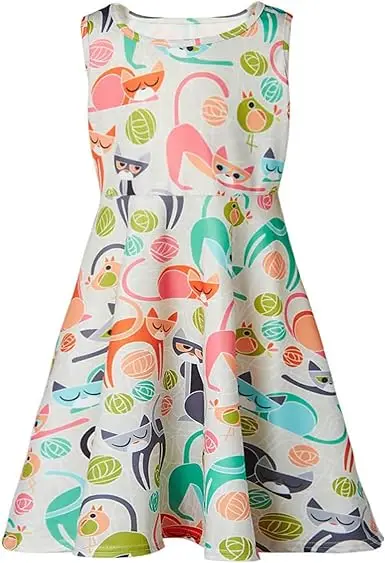 Girls Print Dress Sleeveless casual floral sundress for girls 4-15 years old