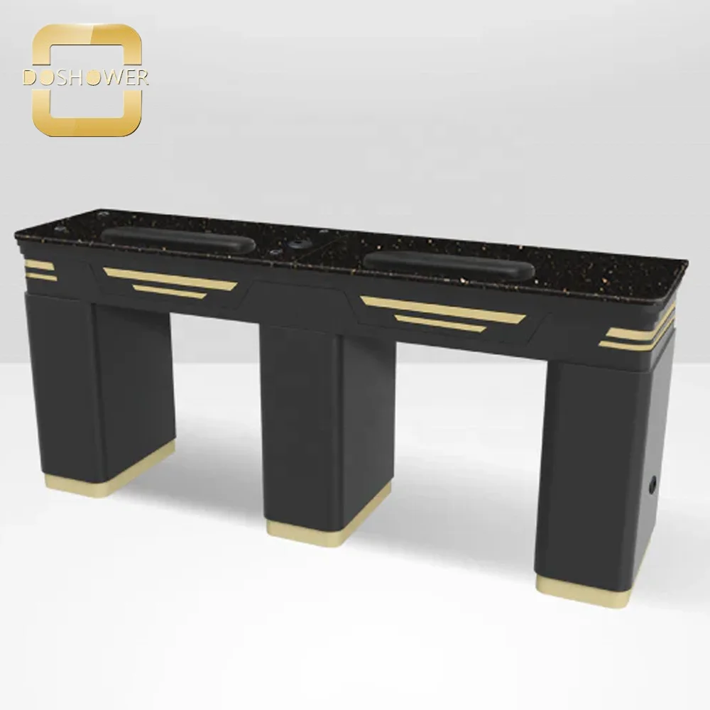 Custom Pedicure Chair Spa Nail Supply Of Double Nail Table With Pipe For Black Gold Pedicure Spa Chair & Nail Salon Equipment