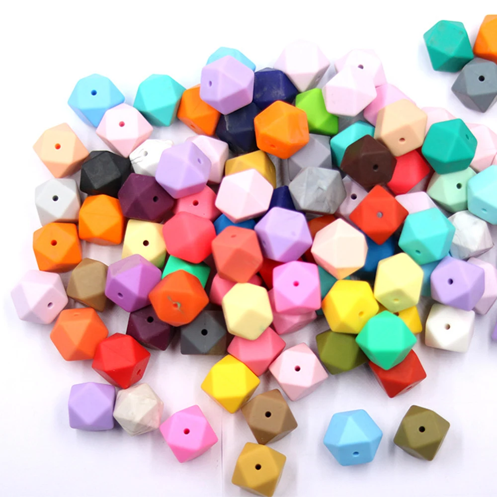 Wholesale customizable loose hexagon 19mm soft food grade silicone beads
