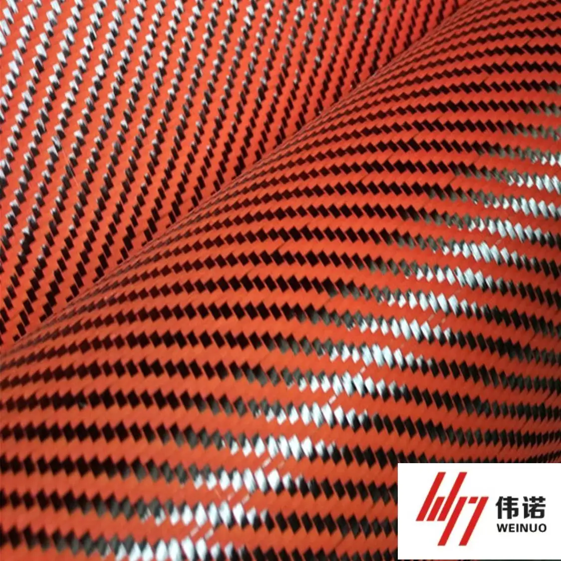 Low Price High Strength 210g Orange Kevlar and Carbon Fibre Blended Fabric for Aerospace Chemical Industrial Use
