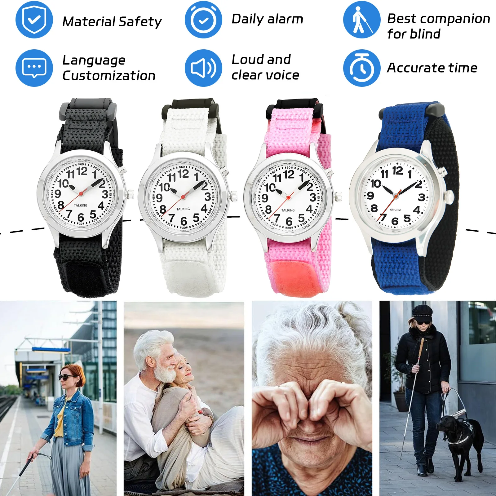 Girls Talking Wrist Watch with clear and loud voice for Visually impaired, Blind or Elder People