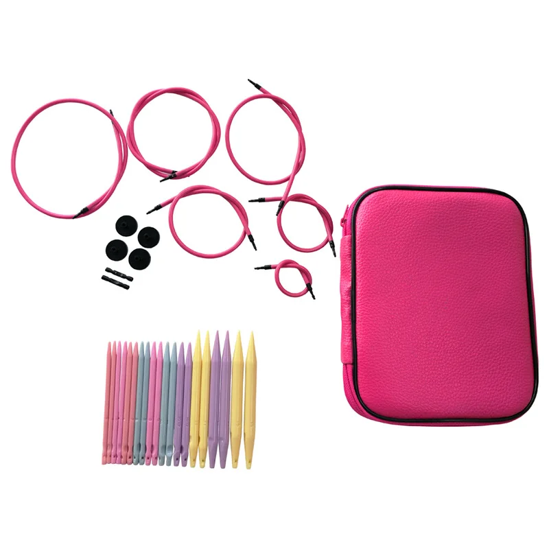Interchangeable Circular Crochet Hooks With PU Bag Removable Knitting Needles Set Weaving Yarn Knitting Craft Sewing Tools