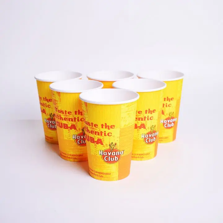8oz  takeout Food grade pe coated printing coffee tea juice single wall paper cups for cold drink