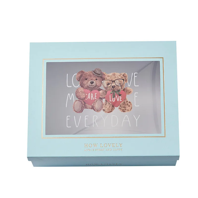 Clear Window Gift Cardboard Boxes Men Birthday Transparent  Lid And Based Surprise Gift Packaging Box Set For Men And Kids