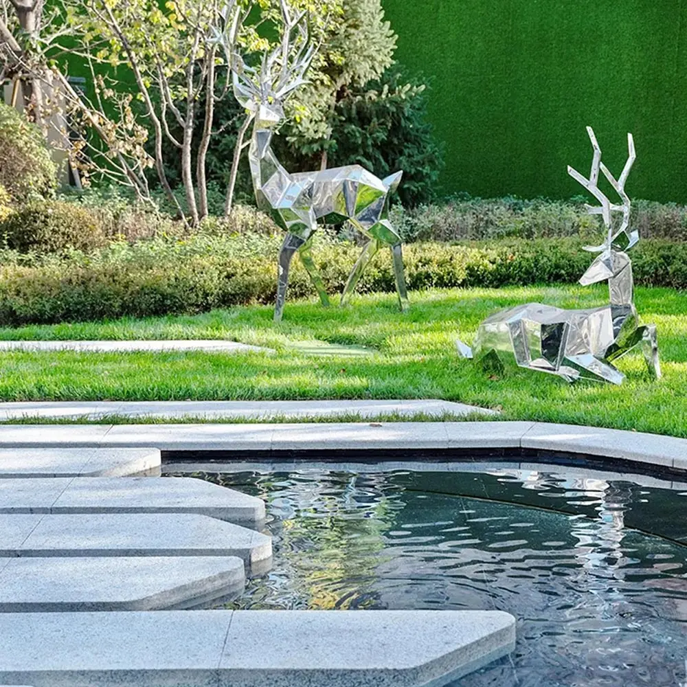 Keenhai customized large garden sculpture stainless steel deer statue