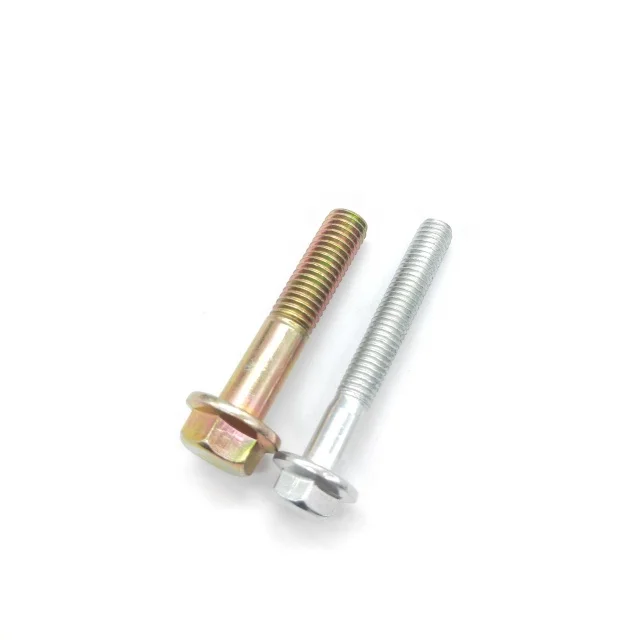 
Carbon steel blue white yellow Zinc plated GB M10 Hex Flange bolt 