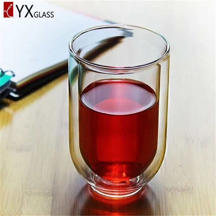 
2019 Popular 250ml handmade heat-resistant double wall glass cups 