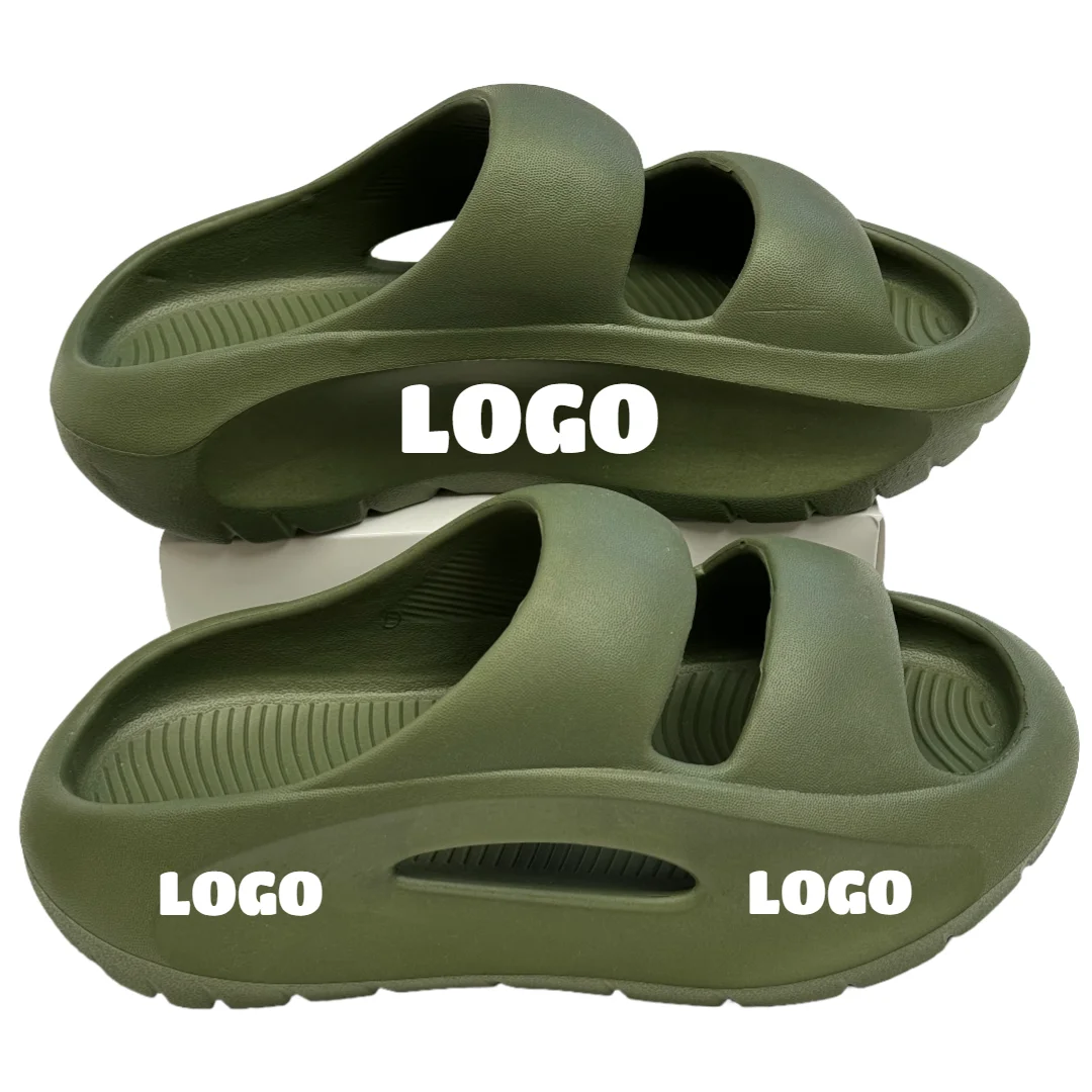Bosirui Lightweight Casual Mens Slides Thick-Soled Double Strap Eva Foam Yezzy Slide Custom Logo Slipper Beach Sandals