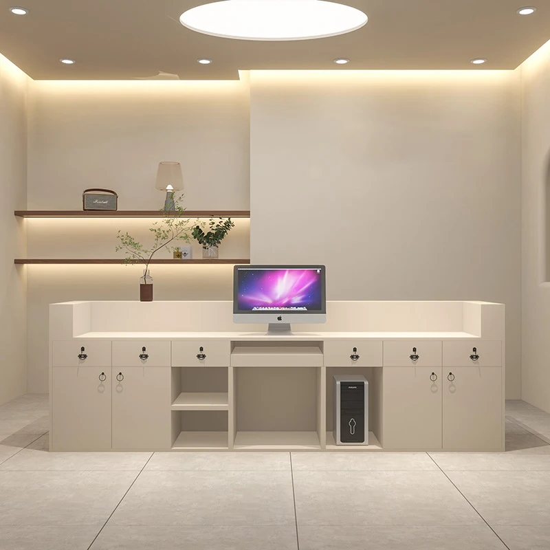 Custom Modern Commercial Office Front Reception Table Wooden High-End Design Reception Desks