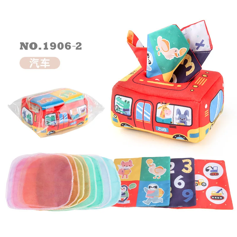 Magic Tissue Box Toy For Baby Soft Activity Toy Baby Sensory Educational Toy