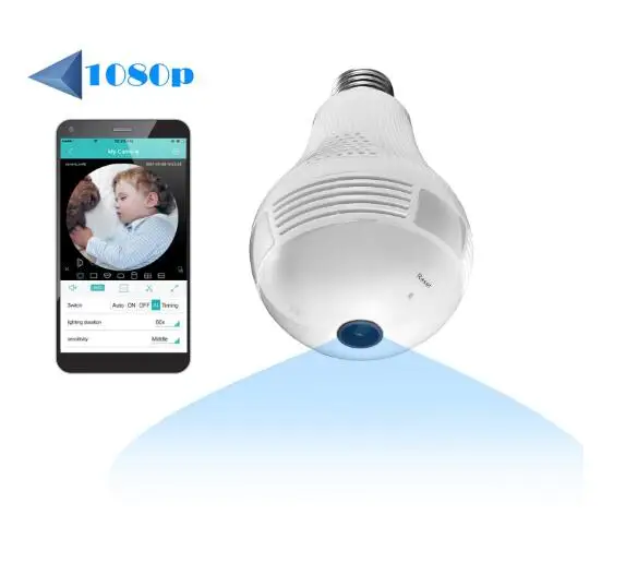 Высокое качество, Китай, комнатный Ethernet CCTV, рыбий глаз, Wifi маршрутизатор, IP-камера ночного видения 1080P, скрытая лампочка