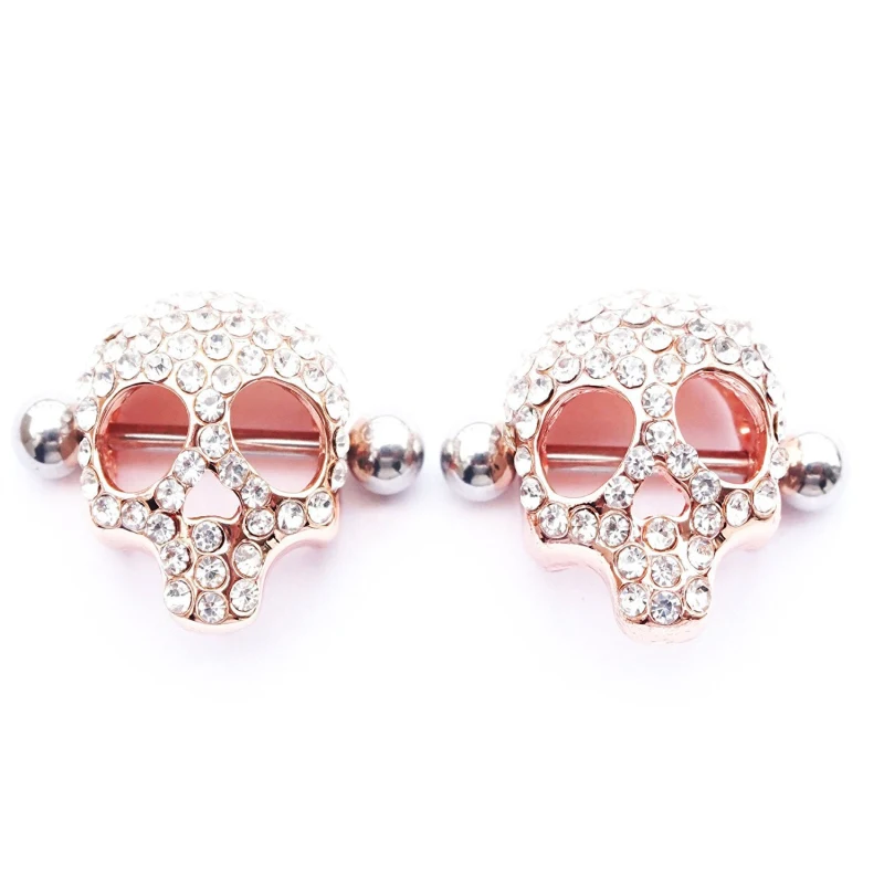 
two colors skull stainless steel sexy nipple ring barbell body piercing jewelry Women 