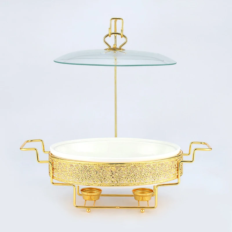 Luxury Buffet Equipment Stainless Steel Gold Glass Chafing Dish Roll  Chaffing Dishes Set Food Warmer For Catering