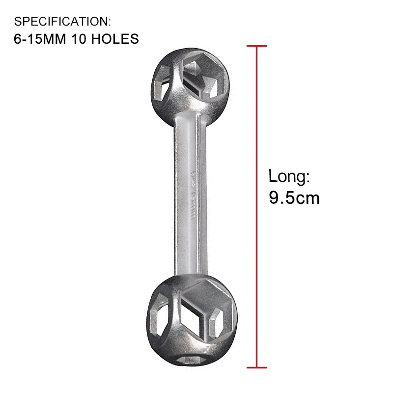 10 in 1 Hexagon Bone Wrench 6-15mm Mini Portable Bicycle Bike Repair Tool Torque Wrench Holes Cycling Spanner new