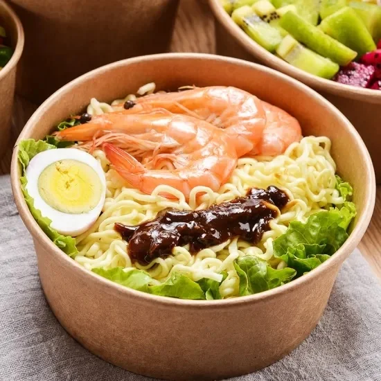 PTPACK Round Paper Container for salad lunch Takeout Container