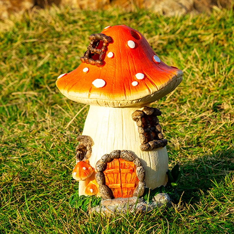 solar power lights garden outdoor mushroom fairy house