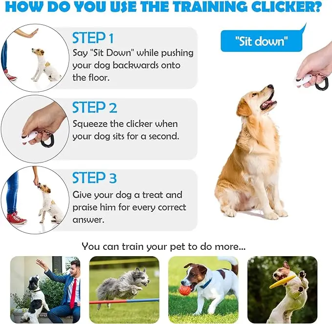 Factory direct wholesale multi-color pet training clicker with wrist strap - dog training clicker