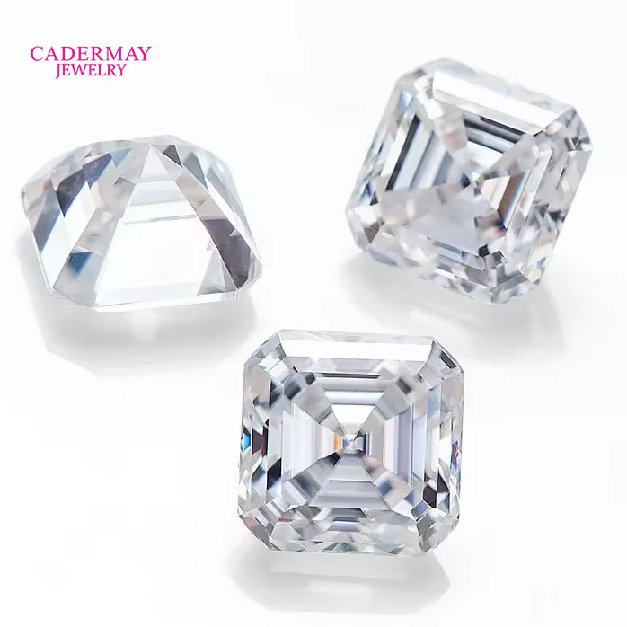 Cadermay Top Quality Asscher Cut Moissanite 3.5*3.5mm to 11*11mm  D VVS1 Lab Grown Diamond Loose Fancy Moissanite Gems