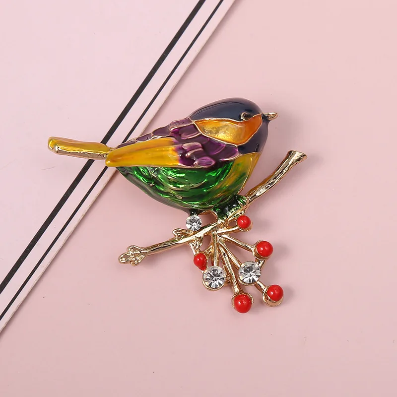 Wholesale Simple Style Alloy Oil Drip Enamel Bird Brooch Personality Animal Brooch for Clothing Accessories