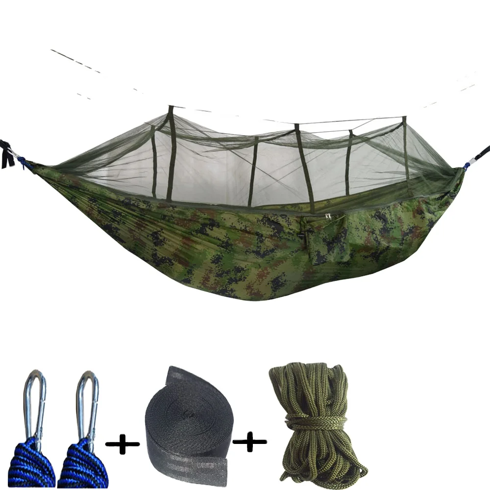 person outdoor mosquito net parachute hammock