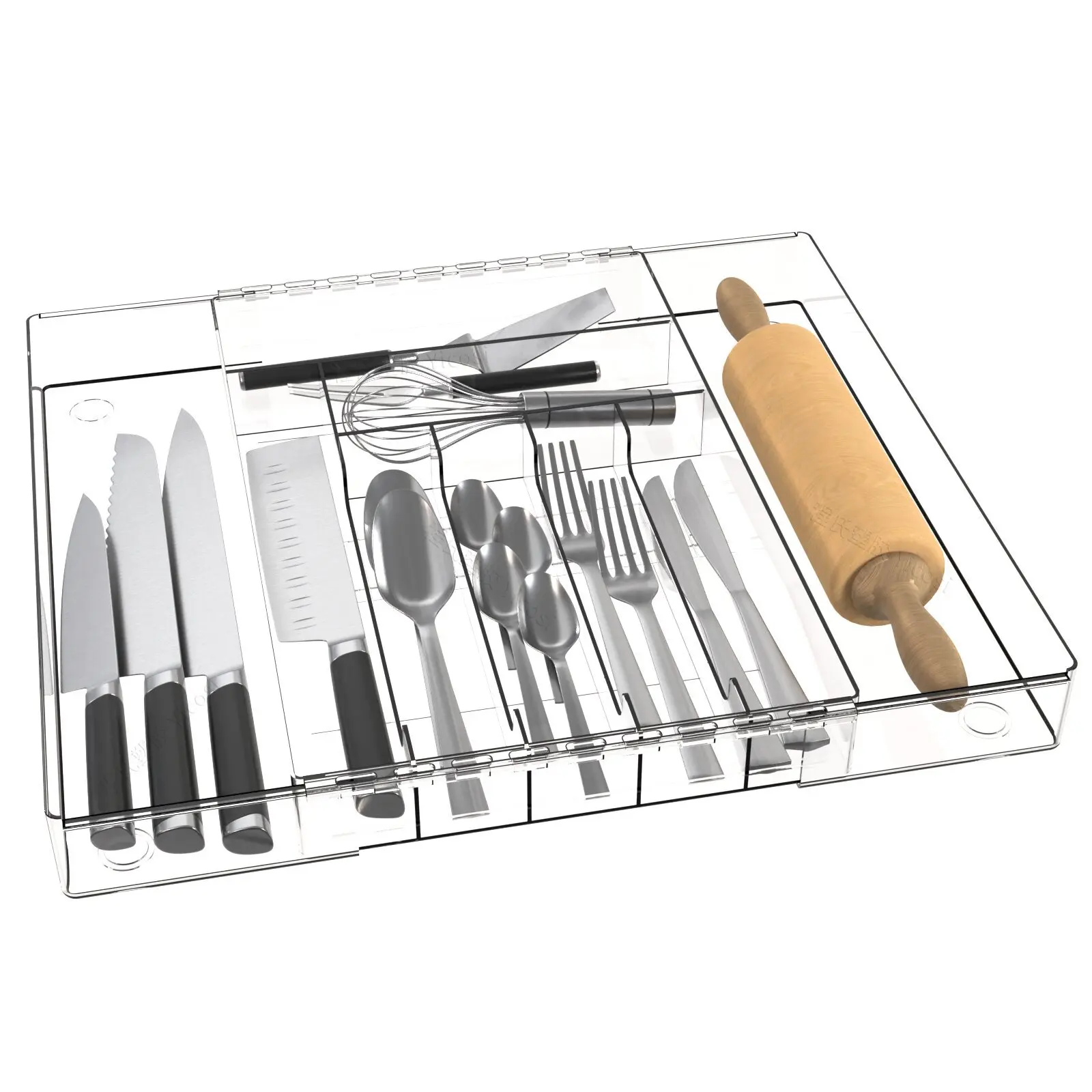 Compact Cutlery Storage Case Capacity Cutlery Storage Box Expandable Multi-compartment Tableware Organizer for Forks Spoons