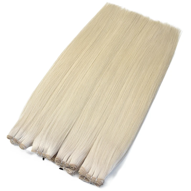 HaiYi Salon Professional Double Drawn Human Extension Hand Tied Virgin Remy European Handtied Weft Hair