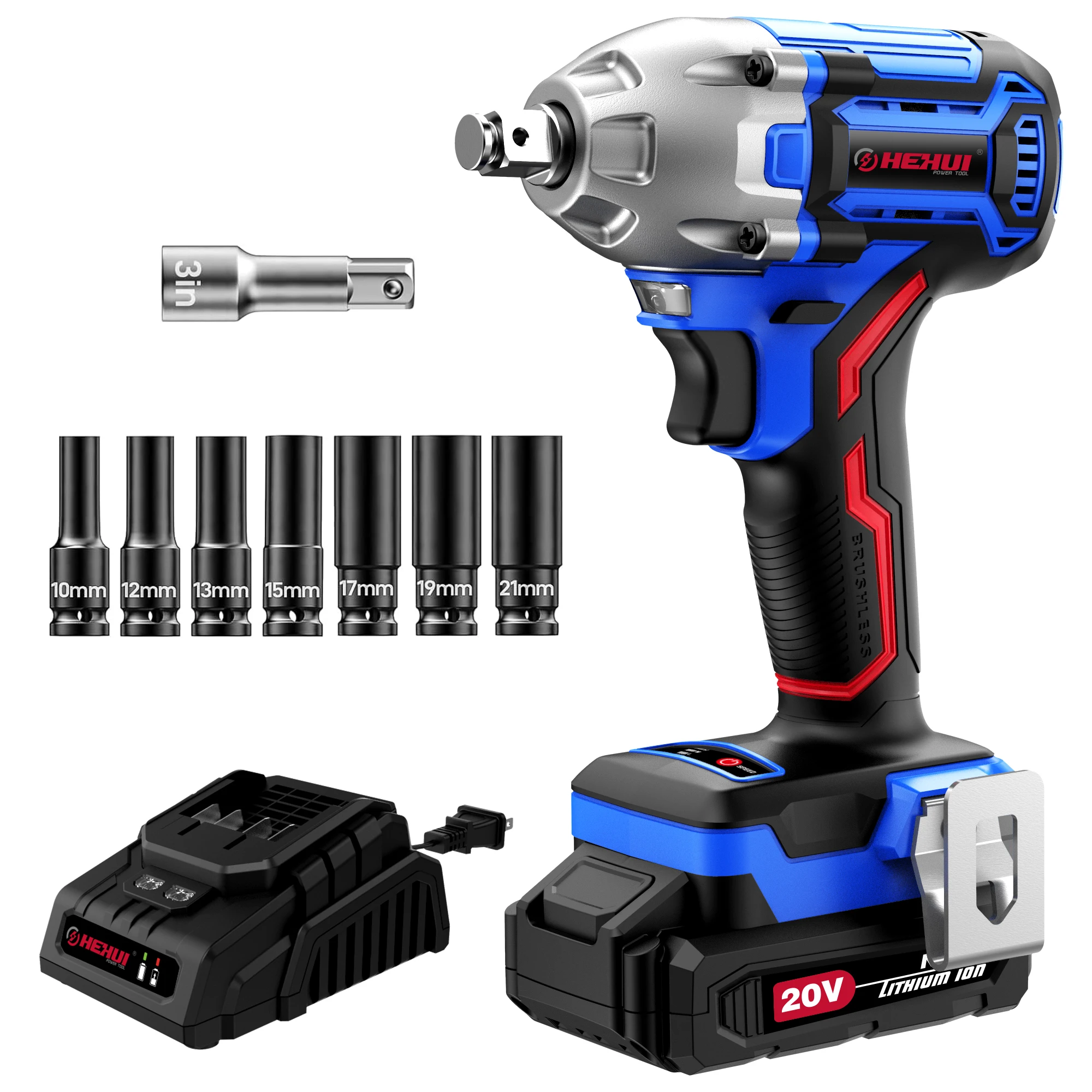 Hehui Customized 20V Max Cordless Drill And Impact Driver Max Torque 350Nm Brushless Impact Wrench