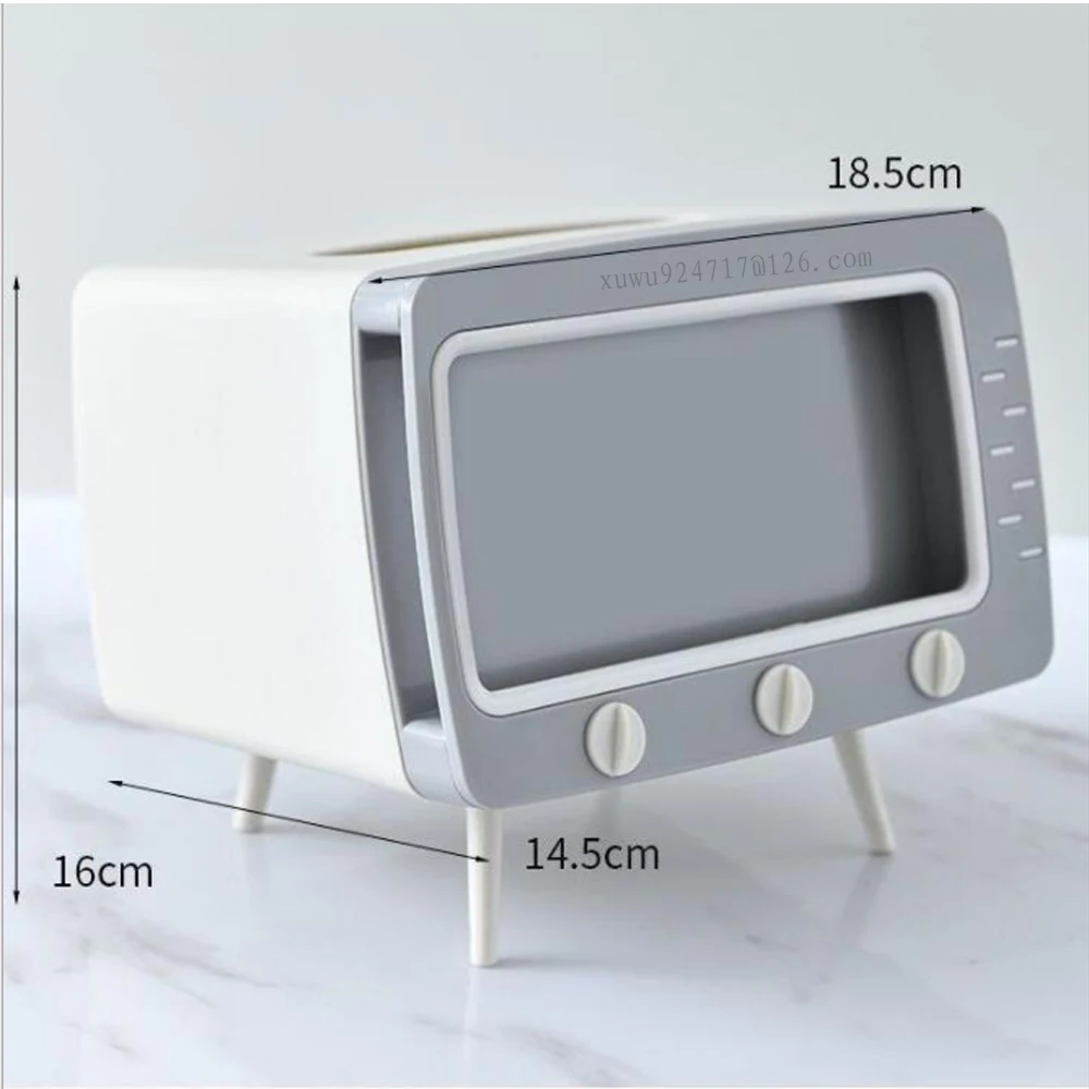 Hot Sale Dust Proof TV Style Phone Holder Tissue Box Custom Printed Logo Tissue Box Multi-functional Plastic Tissue Box