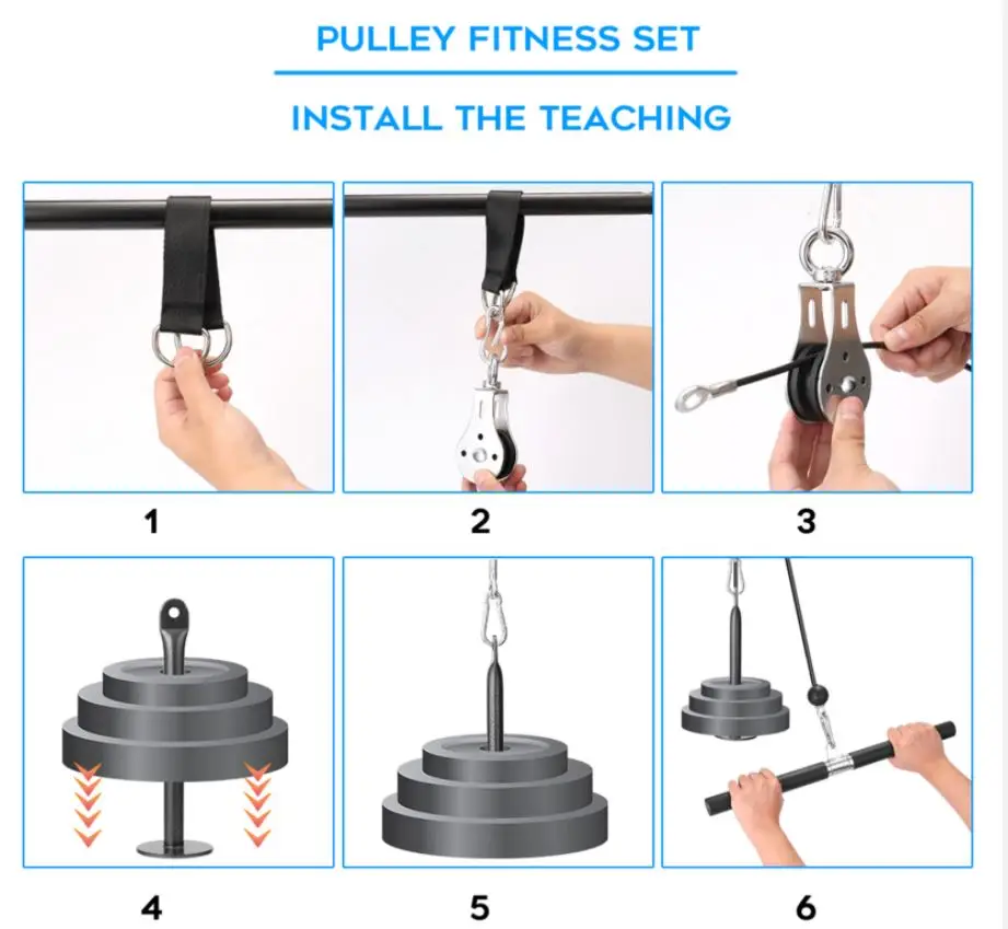 Home Gym Fitness DIY Pulley Cable Machine Attachment System Lifting Arm Hand Strength Training Equipment