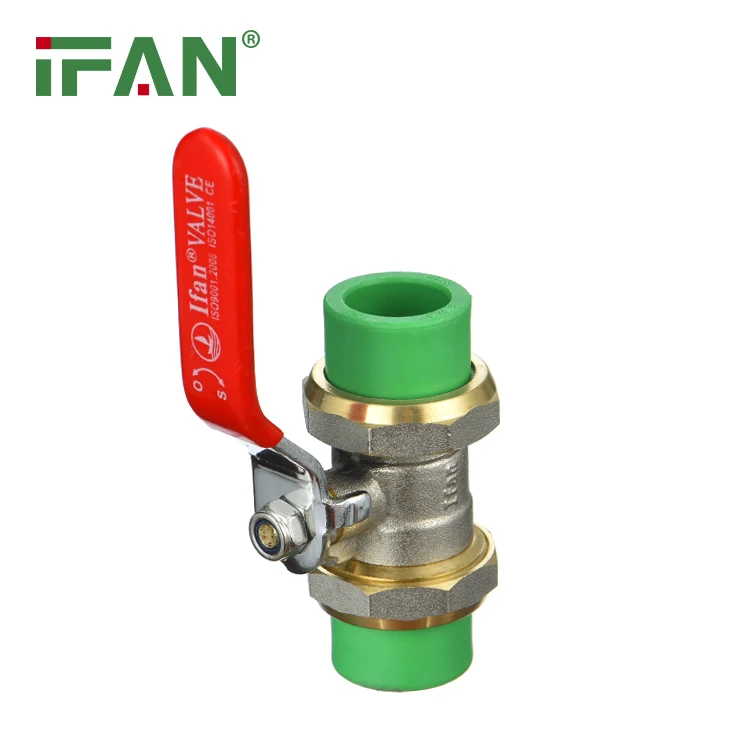 IFAN DIN PPR Valve Green Brass Double Union PPR Ball Valve For Control Water Supply