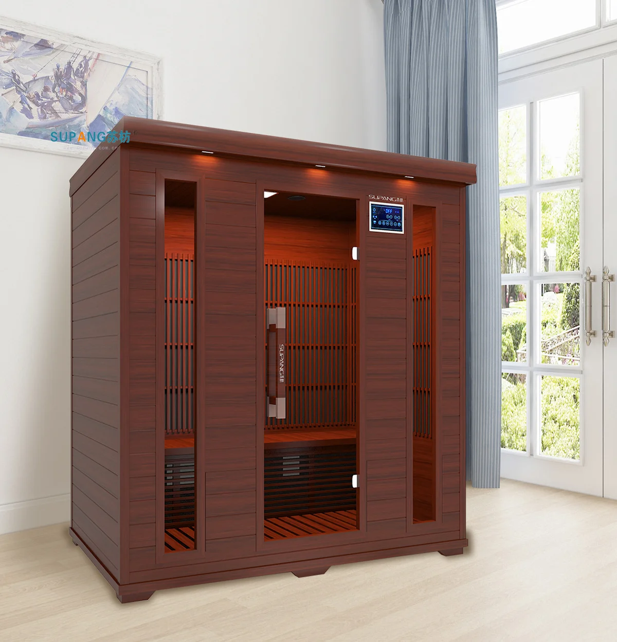 EUROPEAN Computer Control Panel Red Cedar wooden sauna room far infrared sauna