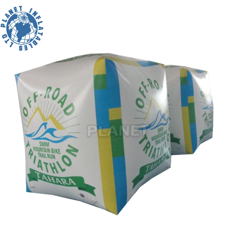 China inflatable swim buoy in cube Shape water triathlon buoy for sale