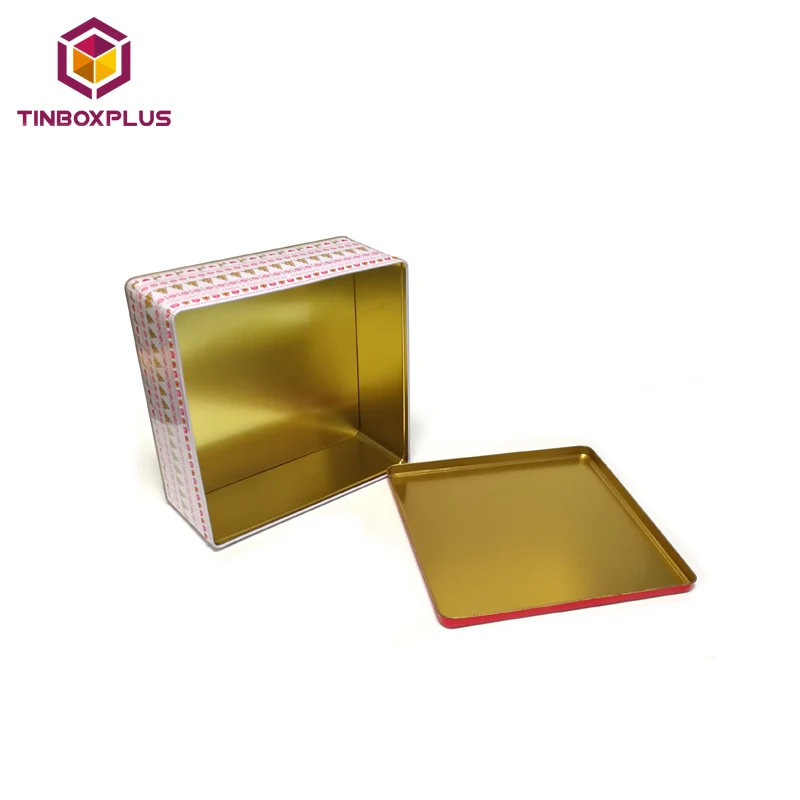 Tin Can Manufacturer Custom Metal Cookie Box Cake Boxes Sweet Tin Cans With Christmas Theme Print