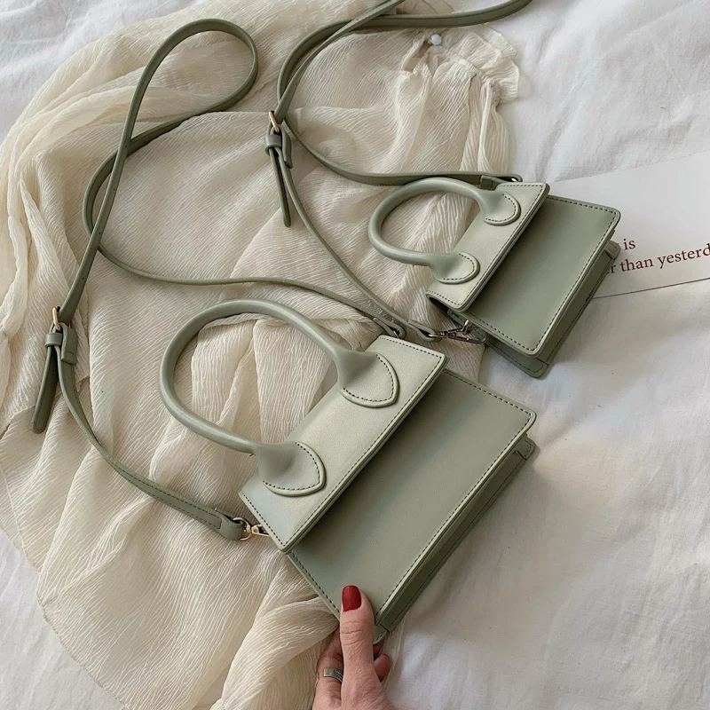 Сумка-тоут женская однотонная роскошный брендовый миниатюрный саквояж дизайнерский маленький чемоданчик кросс-боди на ремне 2021