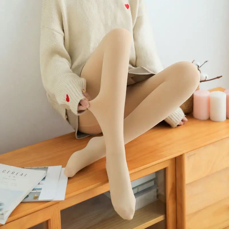 Manufacture Women Skin Leggings Plus Velvet Thickened Outer Wear Pantyhose Winter Large Size Thin Socks Keep Warm Tights
