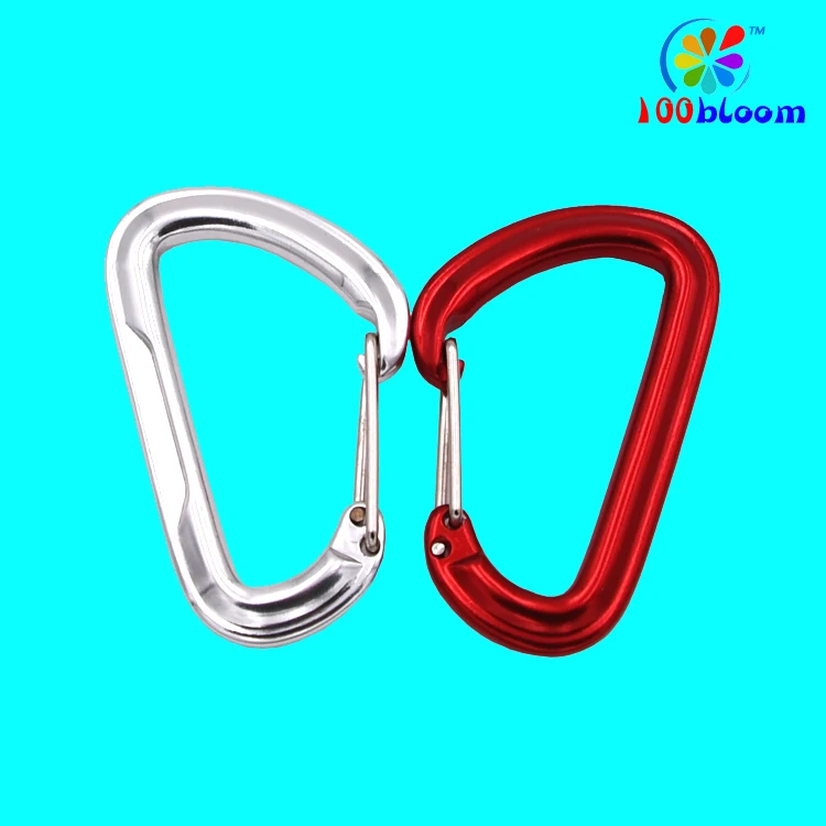 Wholesale or retail high quality climbing carabiner keychain 6.5cm customized aluminum hook wire gate carabiner clip