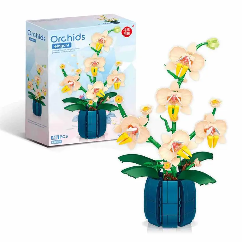 DIY Beautiful Flower Orchids Building Blocks MOC Educational Toy Brinquedos Plant Kids Bricks Children Gifts Girl Present YZ