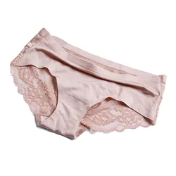 Traceless Lace Seamless Underwear Ice Silk Briefs Women Sexy Seamless Panties