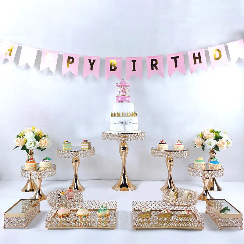 Spot supply popular crystal dessert display table hotel grocery store presentation gateau wedding tray cookware tool cakes stand