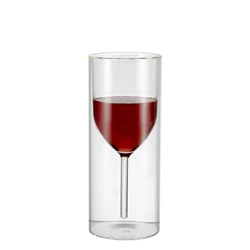 Factory High Borosilicate creative Double Wall Insulated Cup Upside Down Double-Layer wine glass