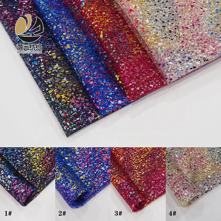 Wholesale ready made colorful polyester lurex tulle foil fabric for children dress